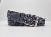 Elastische broekriem  Stretch riem  Vlecht riem Gevlochten riem  Elastiek riem - unisex - geschikt voor zowel mannen als vrouwen - Kleur Grijs wit