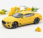 Bentley Continental GT 2018 (Geel) (30 cm) 1/18 Norev - Modelauto - Schaalmodel - Model auto - Miniatuurauto - Miniatuur autos