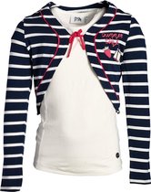 Meisjes vest marine gestreept, rood detail | Maat 176/ 16Y