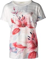 Dames shirt gestreept met bloem offwhite | Maat L/XL