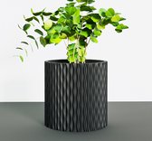 Zella Groovi Luxe Bloempot Ø12cm - Handgemaakt - Modern design - Plantenpot voor binnen en buiten - Zwart