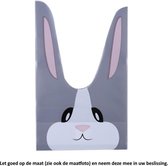 50x Uitdeelzakjes Grijs Wit Konijn 10 x 18,5 cm - Plastic Traktatie Kado Zakjes - Snoepzakjes - Koekzakjes - Koekje - Cookie Bags - Pasen - Kinderverjaardag
