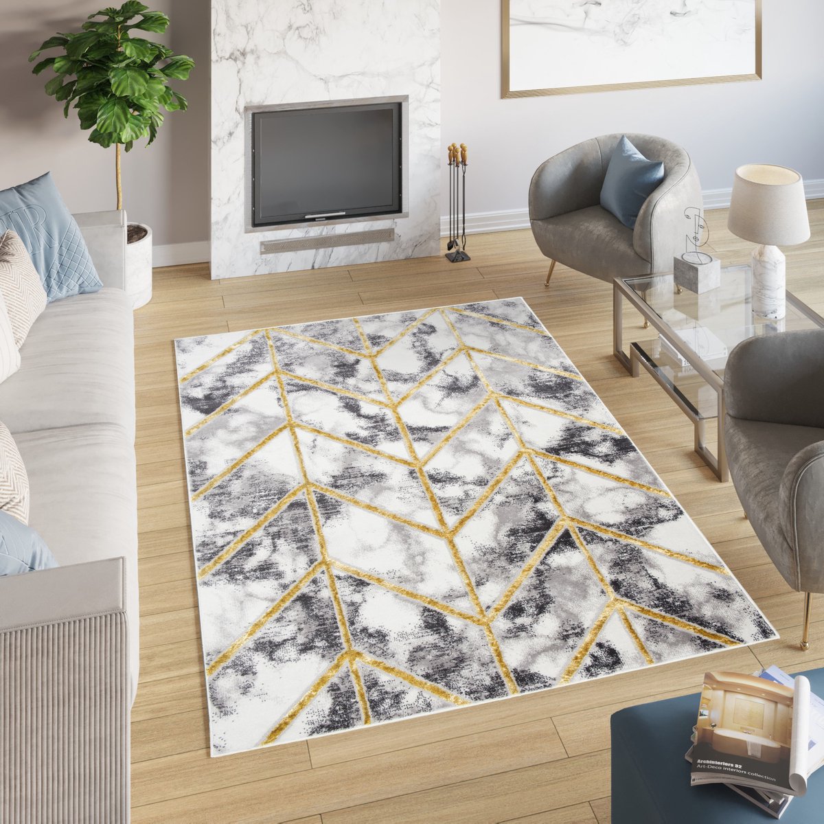 Tapiso Shine Vloerkleed Woonkamer Vloerbedekking Tapijt Maat- 160x220 Beige Goudkleur 2