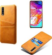 Samsung Galaxy A70 Telefoonhoesje | PU Leren Back Cover | Pasjeshouder | Cognac Bruin