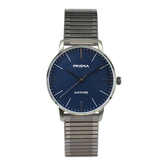 Prisma Horloge P.2092.54E Edelstaal Blauw - Rekband