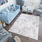 Tapiso Sky Vloerkleed Grijs Trellis Korte Pool Woonkamer Slaapkamer Tapijt Maat - 250x350