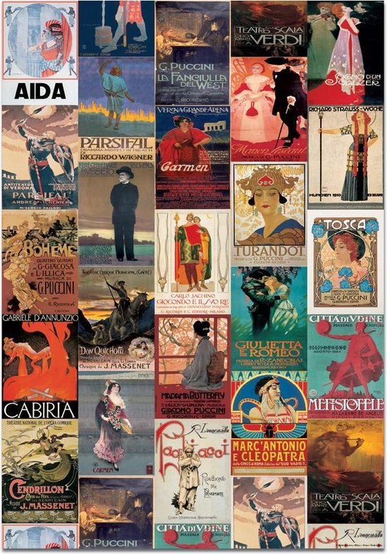 Affiche d' Opéra collage vintage-Aida- Carmen- Tosca-Puccini-noir et blanc 50x70cm.