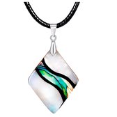 Korte koord ketting-44 cm - zwart- modern- steen- Charme Bijoux