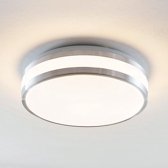 Lindby - LED plafondlamp - 1licht - acryl, aluminium - H: 10.3 cm - wit, aluminium - Inclusief lichtbron
