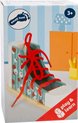 Afbeelding van het spelletje Hippe kinderschoen om te leren veters strikken / strikschoen (retro grijs) met rode veter