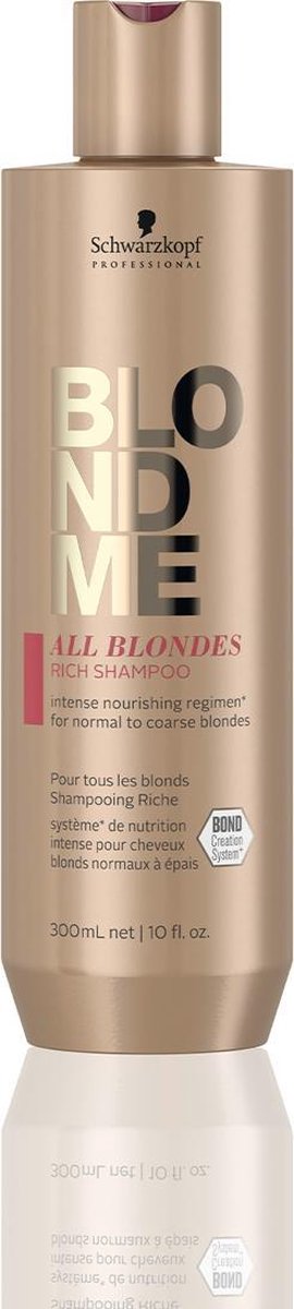 Schwarzkopf BlondMe Care All Blondes Rich Shampoo 300ml - Normale shampoo vrouwen - Voor Alle haartypes