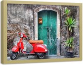 Foto in frame , Rode scooter , 120x80 cm , multikleur , Premium print