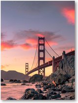 Golden Gate Bridge - zonsondergang - San Francisco, Californië - 30x40 Dibond voor Binnen én Buiten - Landschap