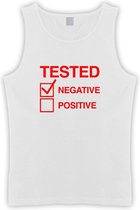 Witte Tanktop met  " Tested Negative " print Rood size L