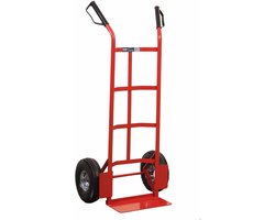 FERM - TTM1028 - Steekwagen - Maximaal draagvermogen - 225kg – Steekplaat - 350x180mm - kogel - Gelagerd - Met - Luchtbanden - Voor - Optimale - Wendbaarheid - 119,5cm hoog - Handvatten met beugel - Rood - Chariot - Trolley -Hand truck - Sackkarre
