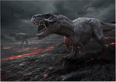 Dinosaurus T-Rex vulkanisch einde der aarde - Foto op Posterpapier - 42 x 29.7 cm (A3)