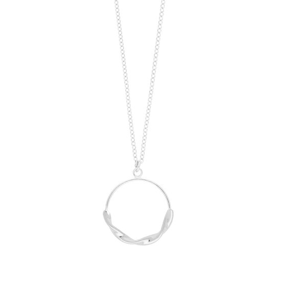 Silver Lining collier met ronde hanger gedraaid 925 zilver
