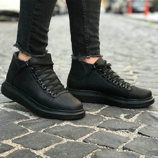 Chekich Heren Sneaker - helemaal zwart - hoge sneakers - schoenen - comfortabele - CH258 - maat 43