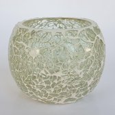 Theelicht - glas - wit / transparant - 10,5 x 8 cm hoog