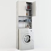 Gutos wasmachinekast 190 x 64 cm - badkamerrek hoge kast wasmachine badkamerkast bovenbouw (grijs)- wasmachine verhoger - badkamerkast