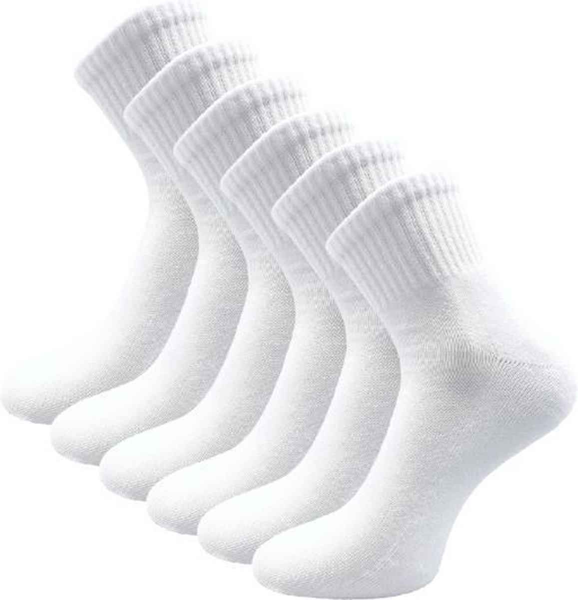 6 paar Badstof Quarter Sneakersokken - SQOTTON - Wit - Maat 43-46