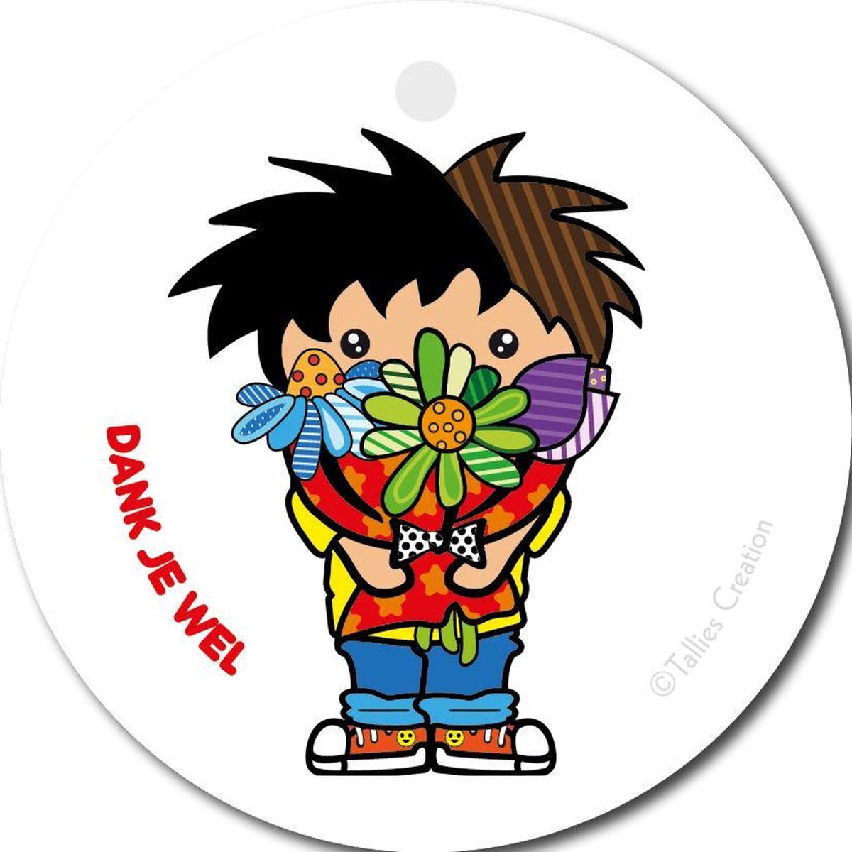 Tallies Cards - kadokaartjes - bloemenkaartjes - Dank je wel jongen - Popart - set van 5 kaarten - bedankkaart - bedankt - 100% Duurzaam