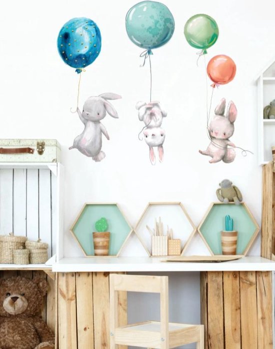 Muurstickers Konijntjes - Babykamer Stickers - Kinderkamer decoratie