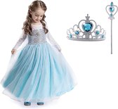 Het Betere Merk - Prinsessenjurk meisje -Verkleedkleding meisje - 140/146(150) - Kroon - Toverstaf - Prinsessen speelgoed - Cadeau meisje - Verjaardag meisje - Kleed - Carnavalskle