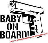 Stickerloods Baby on Board Gun -autoraamsticker- Auto sticker- 15x9cm