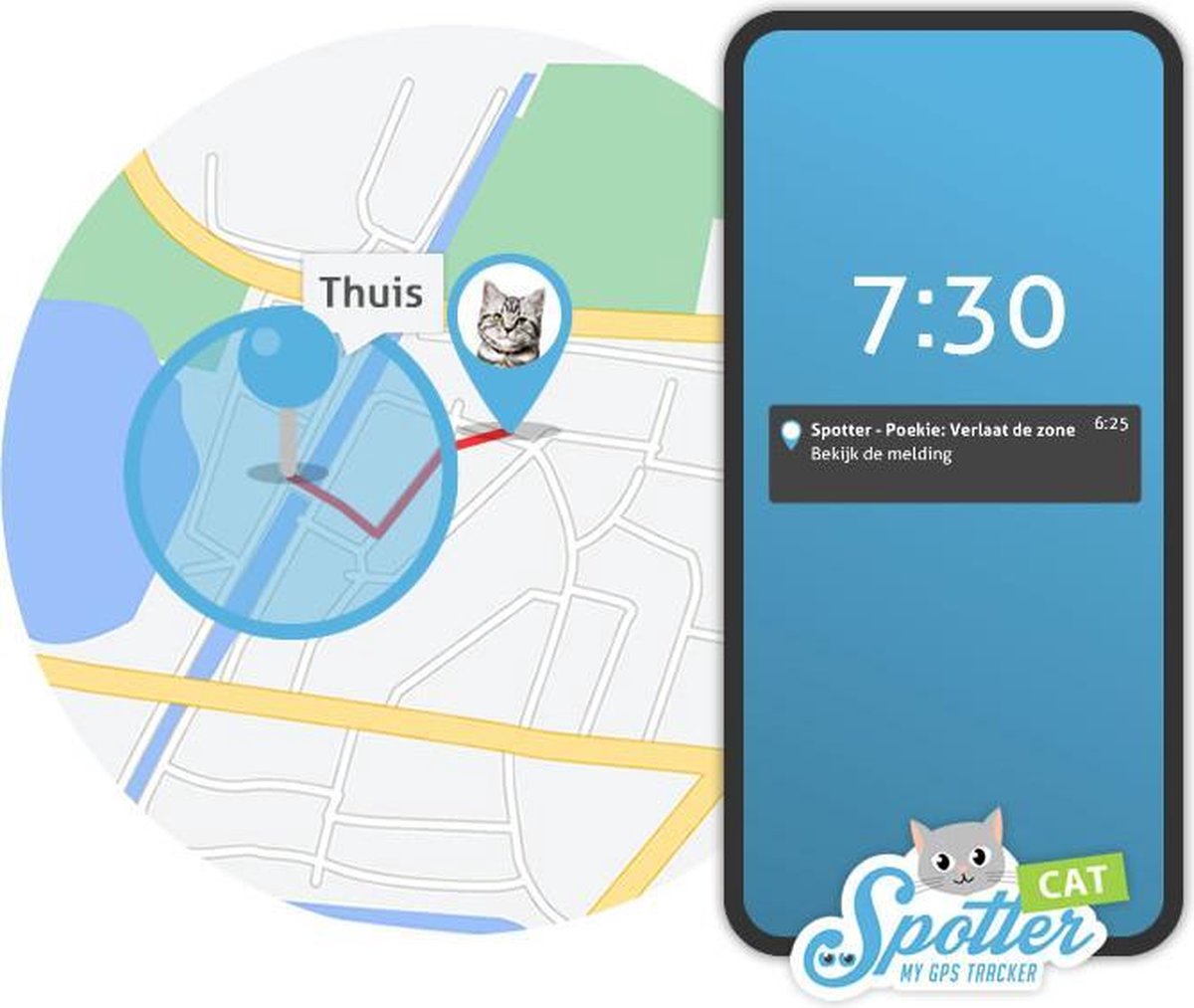 Spotter Pet GPS Tracker Cat - Sans abonnement - Tracker d'activité