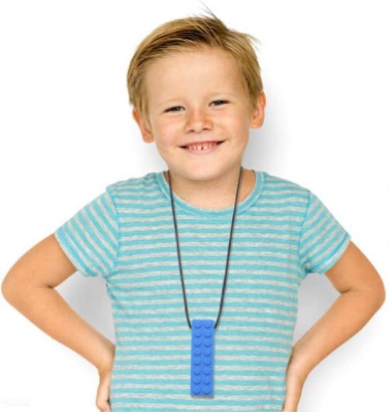 Bijtketting - Kauwketting - Lego bouwblokje patroon Geel van Lucario — afbeelding 2
