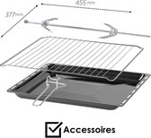 ICQN Vrijstaande Oven - 60 Liter - Dubbel glas - Hetelucht - Geëmailleerde interieur - Rotisserie functie - Inclusief bakplaat set - Grijs