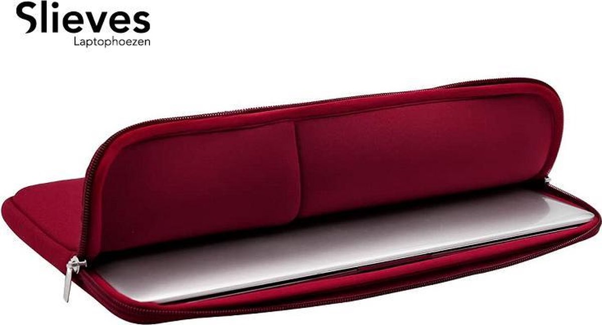 Slieves Laptophoes 15 6 inch - Laptop hoes Met Extra Vak Bordeaux Rood Neopreen - Schokbestendig - Krasbestendig - Laptoptas - Laptop sleeve Rood - Laptop case - Laptop cover - Laptophoes 15 inch - Laptop tas 15/15,6 inch — afbeelding 11