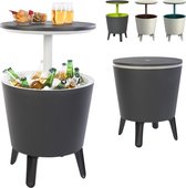 Keter bijzettafel drinkkoeler coolbar cocktailtafel 50x57-85cm 30L wit-bruin