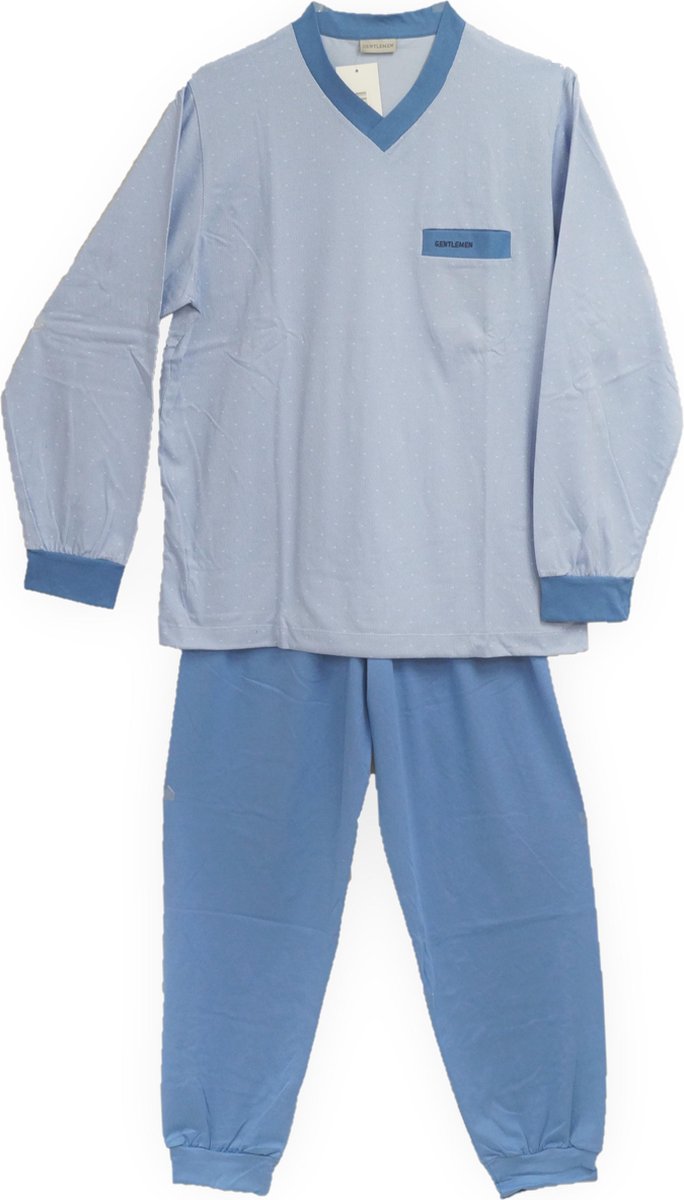 Nieery Pyjama voor heren, lange winterpyjamaset, katoen, lange mouwen, V- hals, T-shirt, pyjamabroek met zak, blauw, M Nieery Pyjama voor heren, lange winterpyjamaset, katoen, lange mouwen, V- hals, T-shirt, pyjamabroek met zak, blauw, M