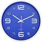 LW Collection keukenklok blauw 30cm - kleine wandklok blauw - muurklok - klok - stille klok stil uurwerk