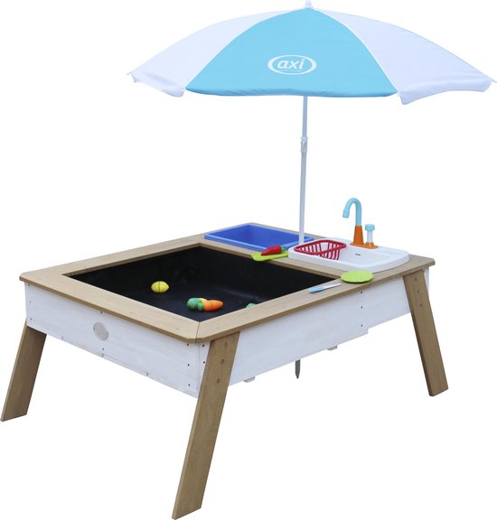Table De Sable Et D'eau Axi Linda 110x93x50cm Cuisine De Jeu Bois Marron