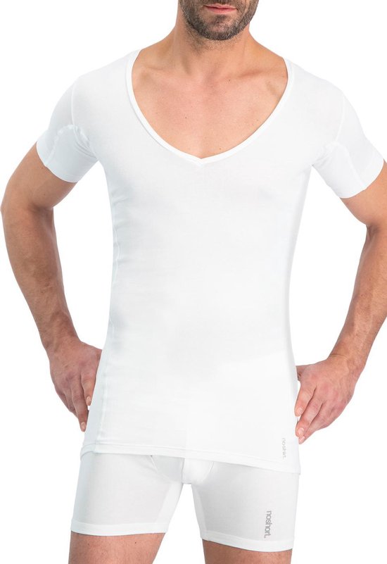 Noshirt Dry - Heren Ondershirt - Diepe V-Hals - Anti Zweet - Supima Katoen - Wit - Maat S