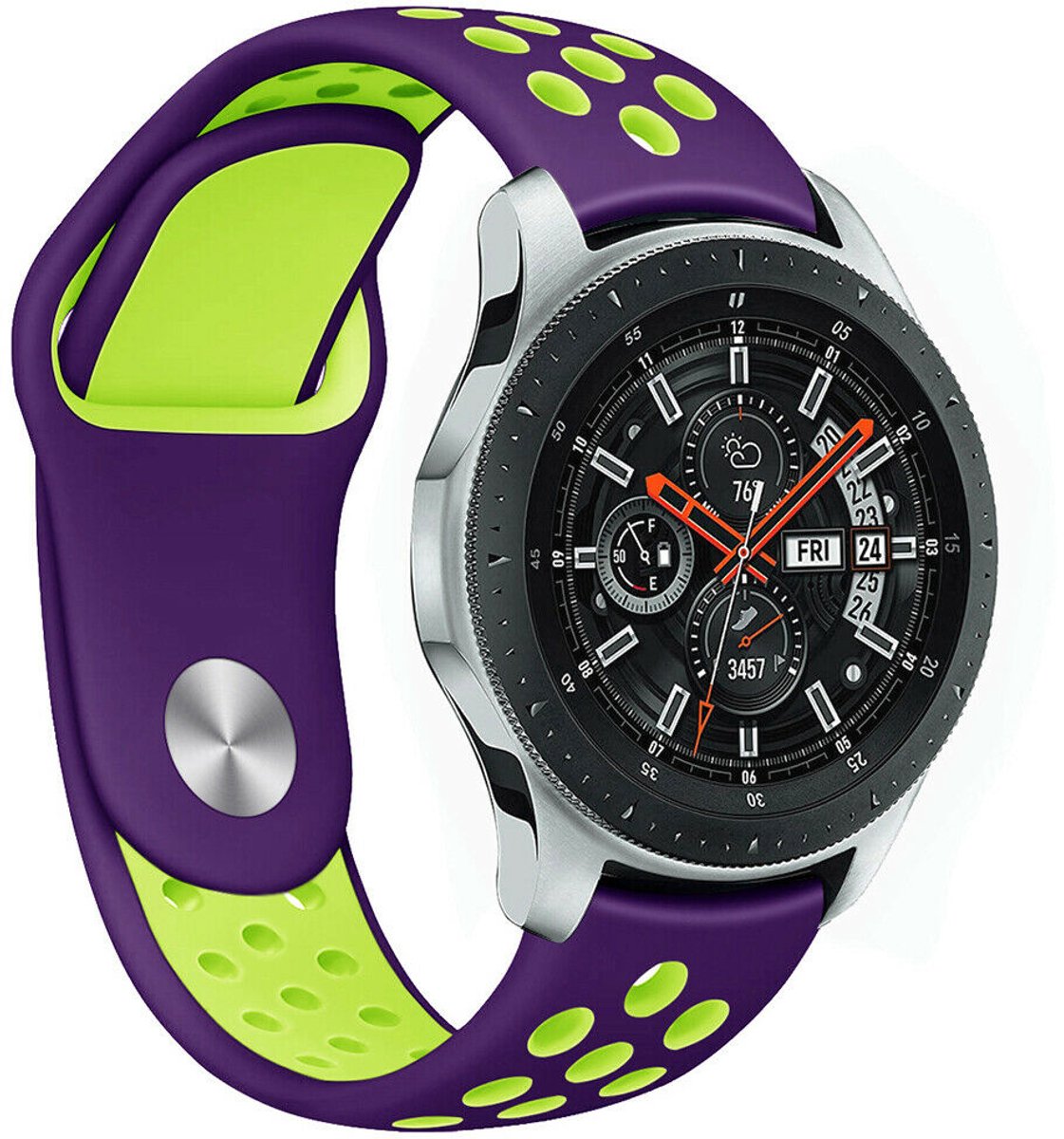 Sportband – geschikt voor Samsung Galaxy Watch (45mm / 46mm) – paars/geel