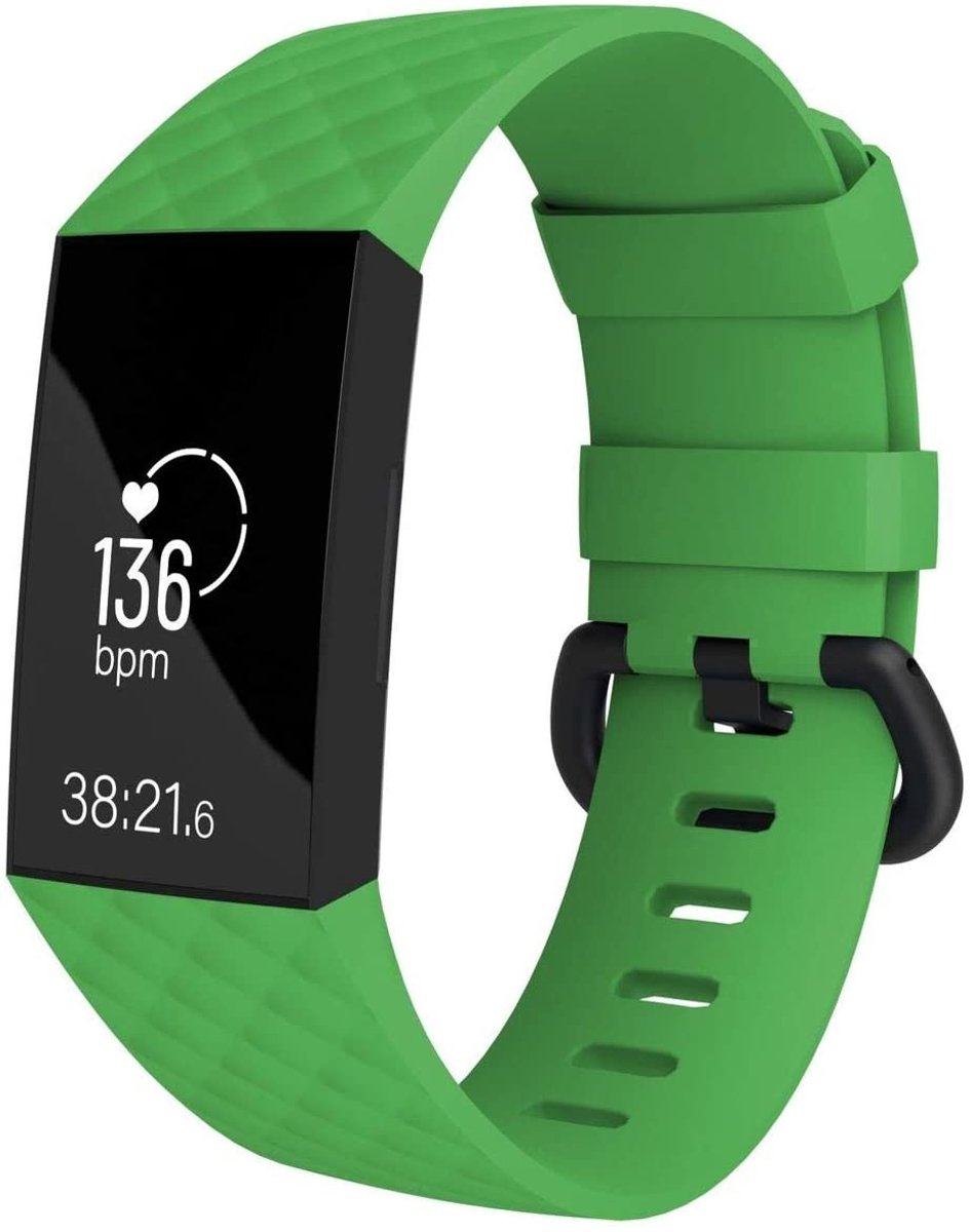 geschikt voor Fitbit geschikt voor Fitbit Charge 4 silicone band - groen - Maat S