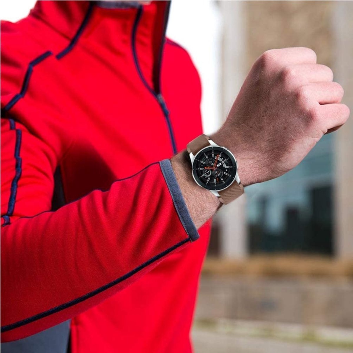 Geschikt voor Samsung Galaxy Watch silicone band - koffiebruin - 45mm / 46mm