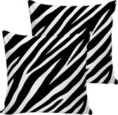 2x Kussenhoes voor sierkussen  - Zwart&Wit zebra patroon - Velvet- 45x45 - Kussensloop - Aan beide zijdig bedrukt