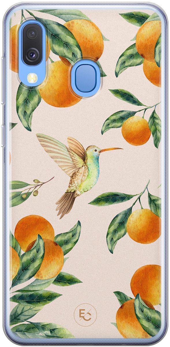 Hoesje geschikt voor Samsung Galaxy A40 - Tropical fruit - Soft Case - TPU - Natuur - Oranje - ELLECHIQ