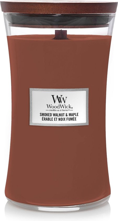 WoodWick Hourglass Large Geurkaars - Smoked Walnut & Maple
