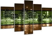 Glasschilderij Steden - Groen, Bruin - 170x100cm 5Luik - Foto Op Glas - Geen Acrylglas Schilderij - 6000+ Glasschilderijen Collectie - Wanddecoratie