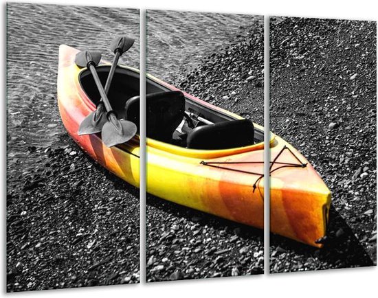 Canvas Schilderij Boot, Sport | Grijs, Geel, Oranje | | F007241