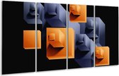 GroepArt - Glasschilderij - Art - Oranje, Zwart, Grijs - 160x80cm 4Luik - Foto Op Glas - Geen Acrylglas Schilderij - 6000+ Glasschilderijen Collectie - Wanddecoratie