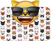 EMOJI Petmat Cat "Cool", uitgesneden in vorm 60 x 49 cm