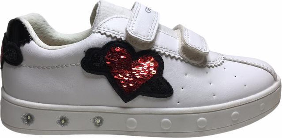 GEOX velcro LED lampjes rode hartjes sneakers Skylin Wit mt 27 - Schoenen.nl