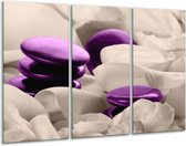 GroepArt - Schilderij -  Spa - Paars, Grijs - 120x80cm 3Luik - 6000+ Schilderijen 0p Canvas Art Collectie